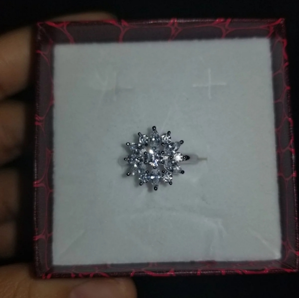 Silver Flower Statement Ring - image 2